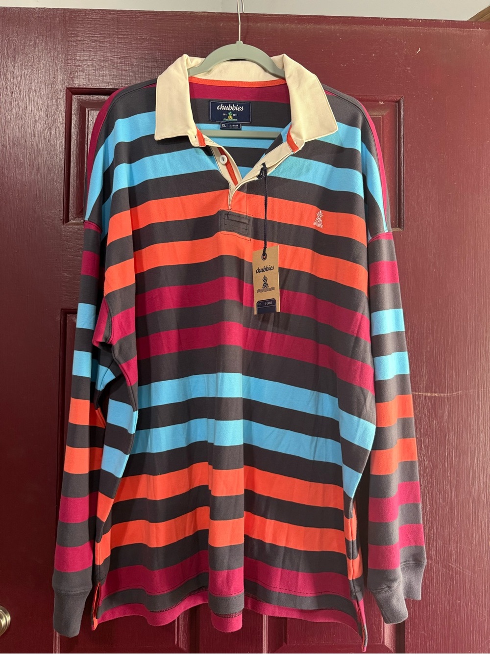 Chubbies Men’s legacy Long-Sleeve Rugby Shirt — Multicolor Striped